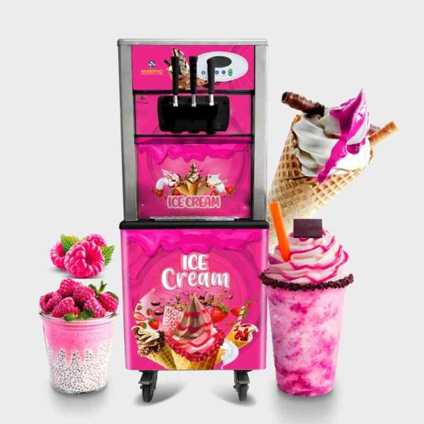 Máquina de helados soft 3 caños con ruedas BQL-925